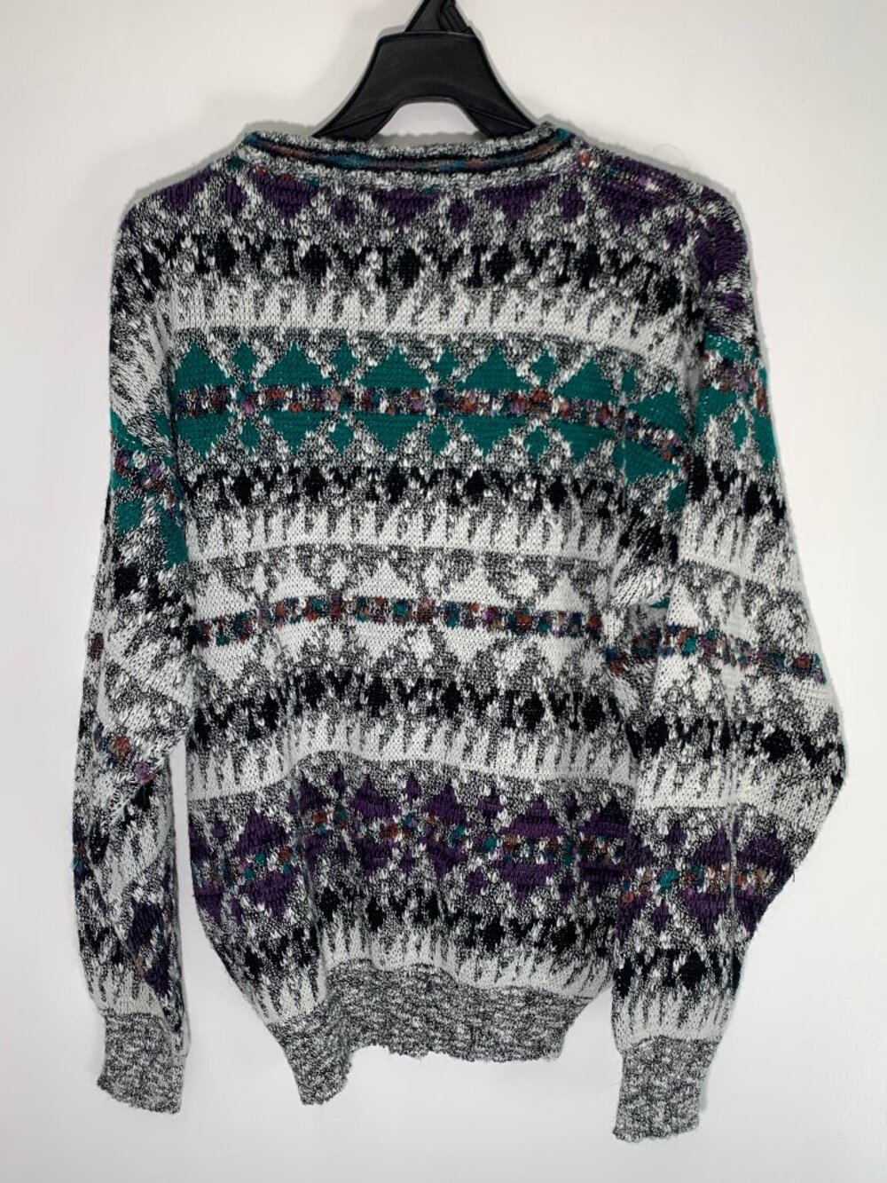 Vintage Madison Mens Sweater Medium M Geometric Fair Isle Grunge Acrylic Korea